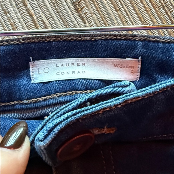 LC Lauren Conrad high waisted Dark Blue wide Leg Jeans NWOT’s - Picture 6 of 16